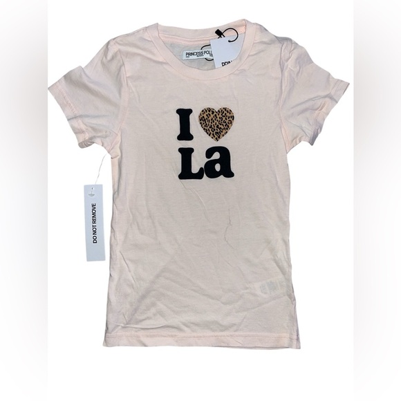 NWT Princess Polly I HEART LA TOP Leopard PINK Cropped Fitted T-Shirt Y2K XS 2 - Picture 5 of 9